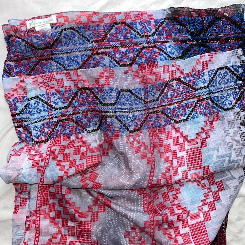 Infinity Scarf Geometric Pixelated Sheer Delicate Lightweight‎ Boho